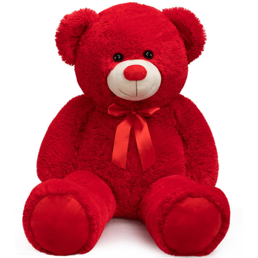 WENMOTDY giant teddy bear 36 inch with red ribbon for cozy cuddles.