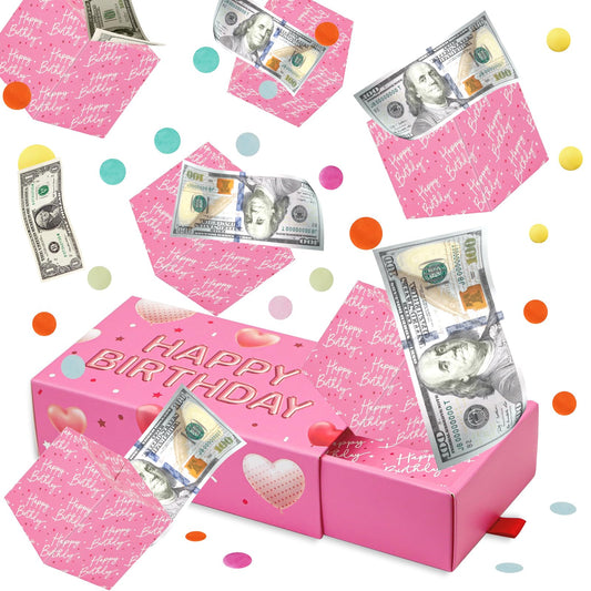 WenmthG pink main surprise box opens to reveal cash gifts