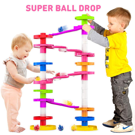 WEofferwhatYOUwant Super Ball Drop: giant tower assembly for immersive STEM play.