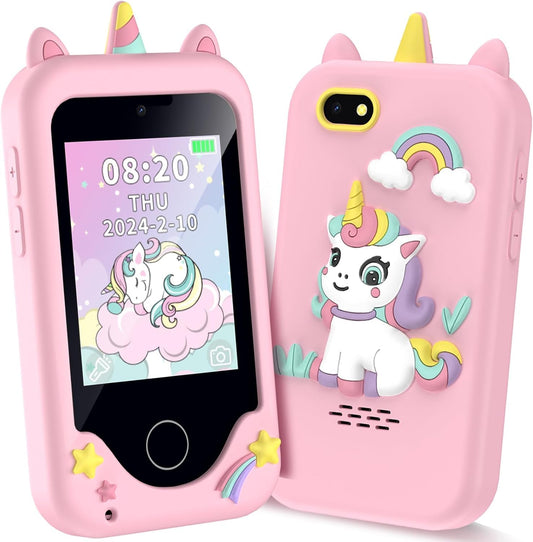 WEOLULI Kids Smart Phone front view showing a kid-friendly design for learning and play