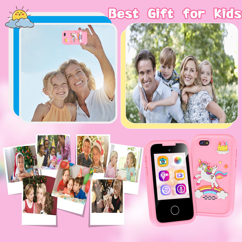 WEOLULI kids smartphone pink package showcases a ready-to-gift set.