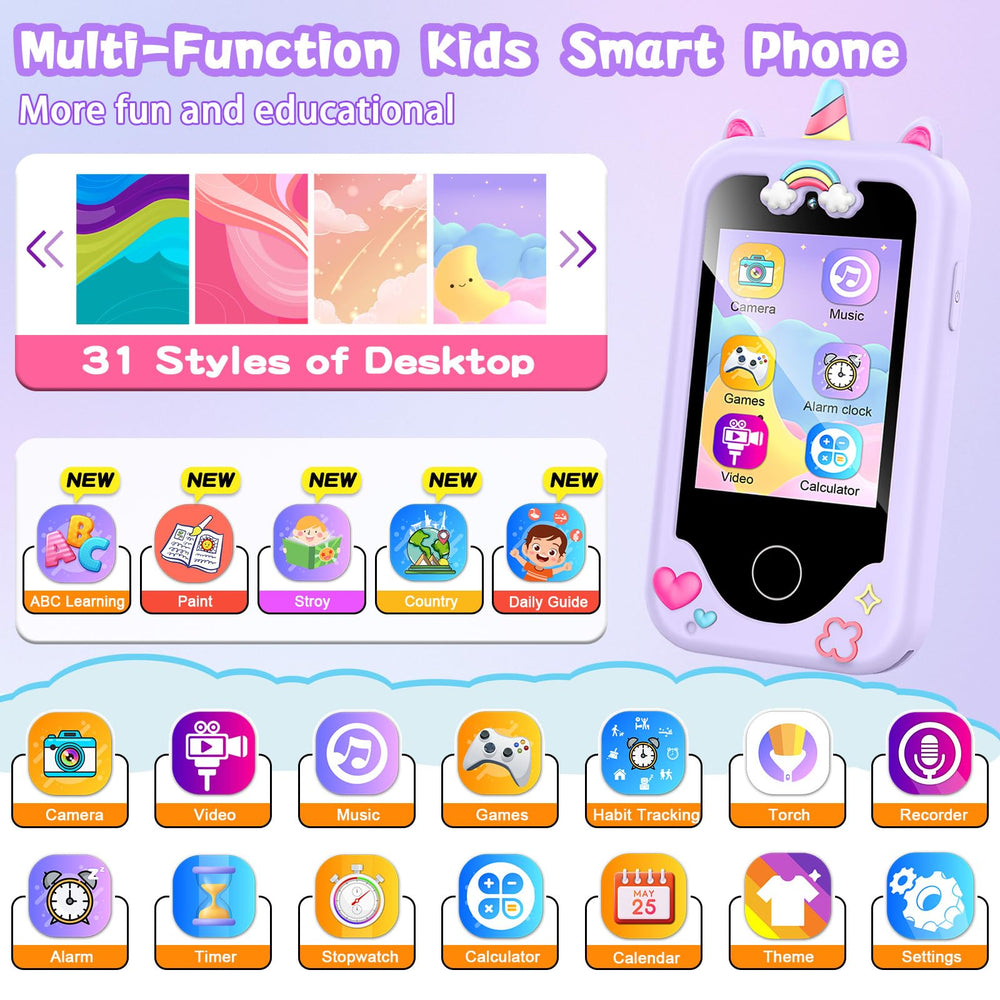 WEOLULI kids smart phone purple side view for small hands