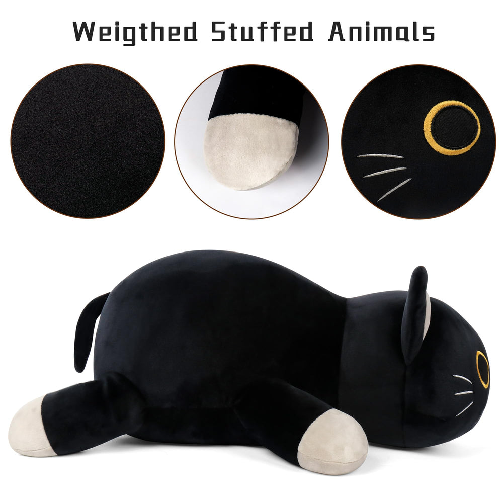 Wepop black cat plush serves as a cuddly pillow for naps.