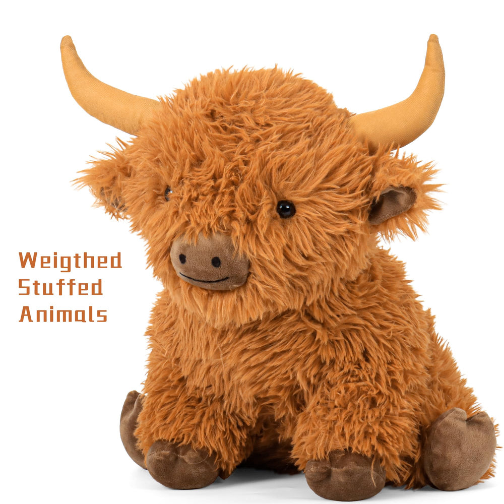 Wepop Highland Cow plush side view highlighting soft fur and cozy presence