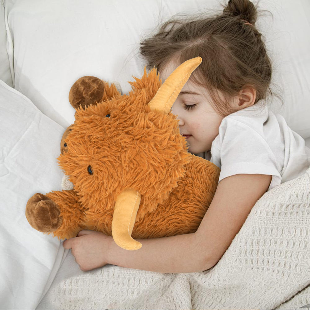 Wepop Highland Cow weighted plush close up fur detail for plush softness