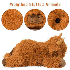 Wepop Highland Cow weighted plush side view for calming tactile feel