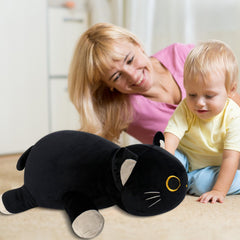 Wepop oversized cat plush provides supportive pillow for bedtime.