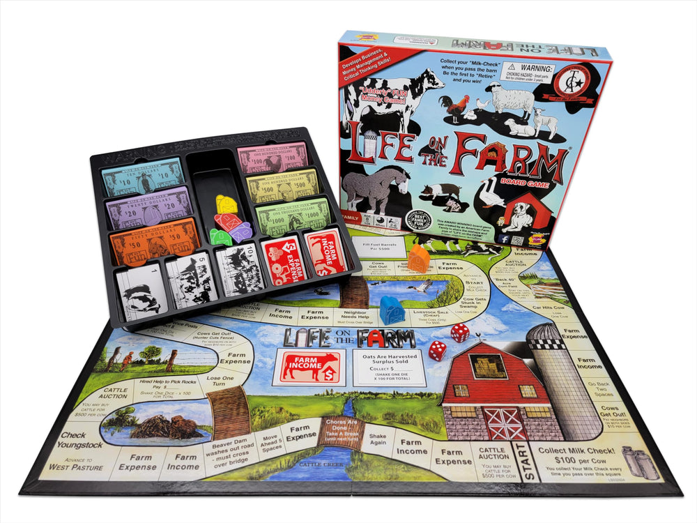 Life on the Farm family playing scene encourages teamwork and learning.