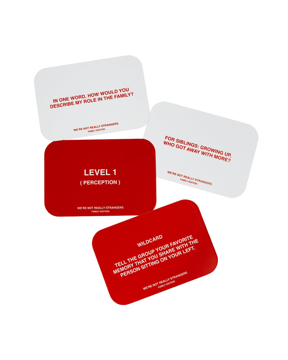 WE'RE NOT REALLY STRANGERS Family Edition packaging ready for game night
