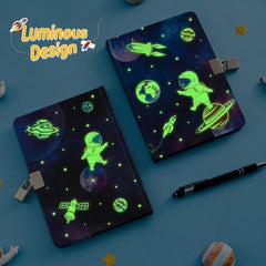 WERNNSAI diary displays astronauts and planets with glow-in-the-dark details