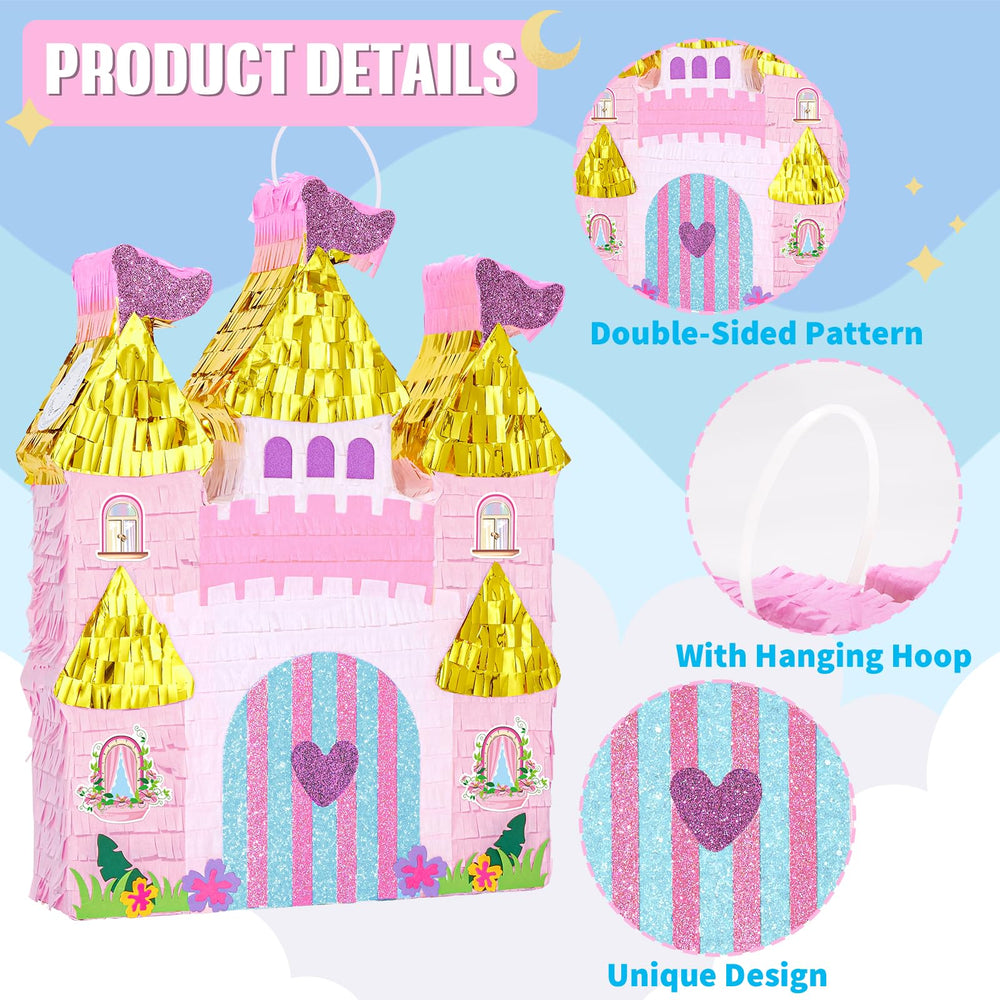 WERNNSAI Princess Castle Piñata hanging loop for quick setup