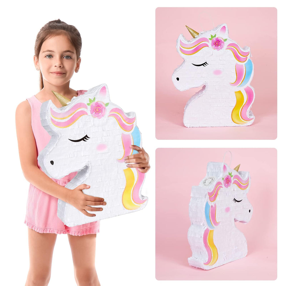 WERNNSAI Unicorn Piñata displayed as decor and activity centerpiece at a unicorn party.