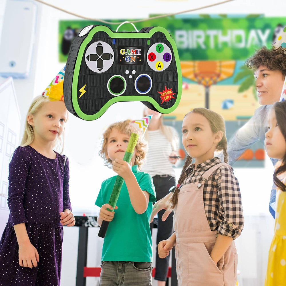 Includes blindfold and bat for a quick-start party game experience.