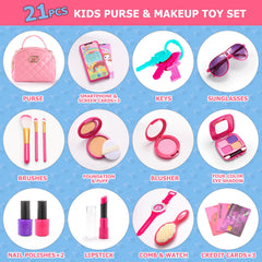 WESAYEE Purse with accessories and phone enables portable pretend play sessions