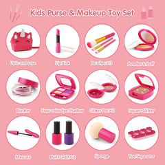 WESAYEE real-looking brushes and powder puff for kid-friendly makeup play.