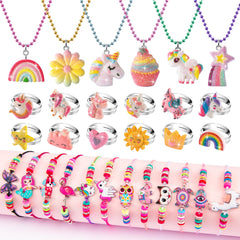 WESAYEE unicorn necklace set for girls, ideal for dress-up and pretend play.