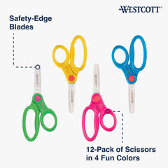 Westcott 14871 blunt-tip kid scissors ensure safe classroom cutting.
