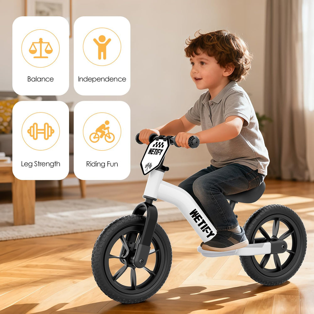 Wetify Balance Bike quick-release lever allows tool-free height adjustments.