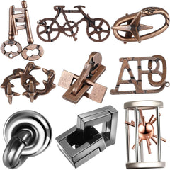 Wettarn 9-piece metal brain teaser puzzle interlocking layout to boost concentration.