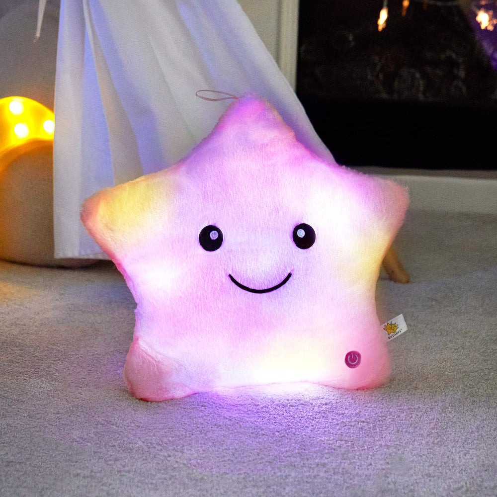 WEWILL LED night light plush in pink offers comforting ambience.