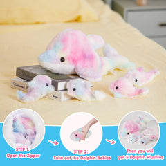 WEWILL rainbow dolphin 5-inch baby plush, ideal for cuddle time.