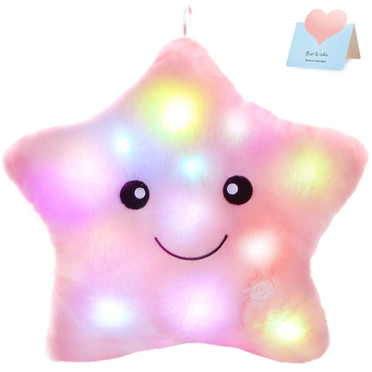 WEWILL Twinkle Star Pillow light glows softly for calming bedtime routines.