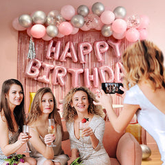 WGFPAIT pink balloon chain enhances decor setup
