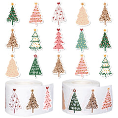 Whaline Christmas Boho pine trees stickers for festive envelopes.