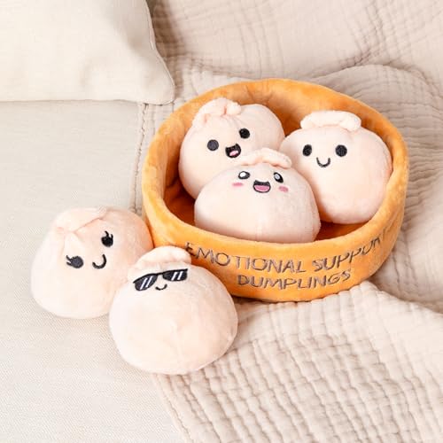 WHAT DO YOU MEME Emotional Support Dumplings closeups highlight playful faces and cuddle-worthy textures.