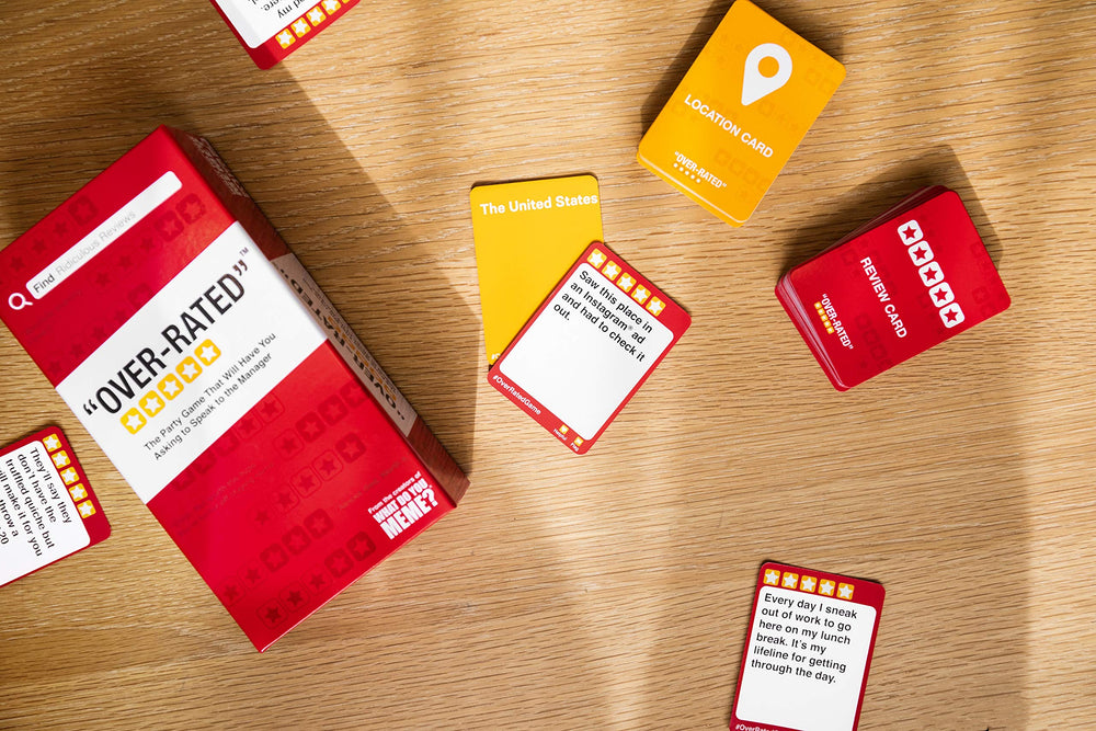 WHAT DO YOU MEME? Over-Rated instructions simplify setup and play.