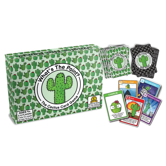 What's The Point? The Cactus Card Game cover art inviting family playtime and quick fun.