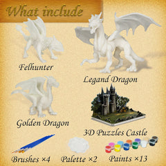 Whatstem dragon monster 3D castle puzzle to assemble a magical scene.