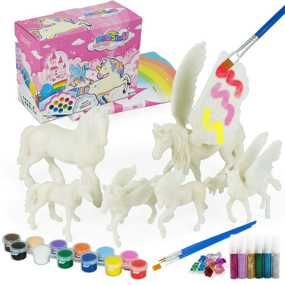Whatstem unicorn kit with six unicorns for kids' art fun