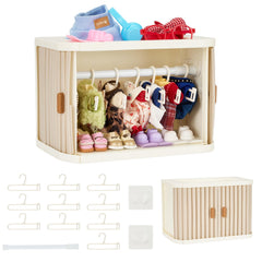 WhelvePoo foldable doll wardrobe closet with rod keeps outfits neatly organized