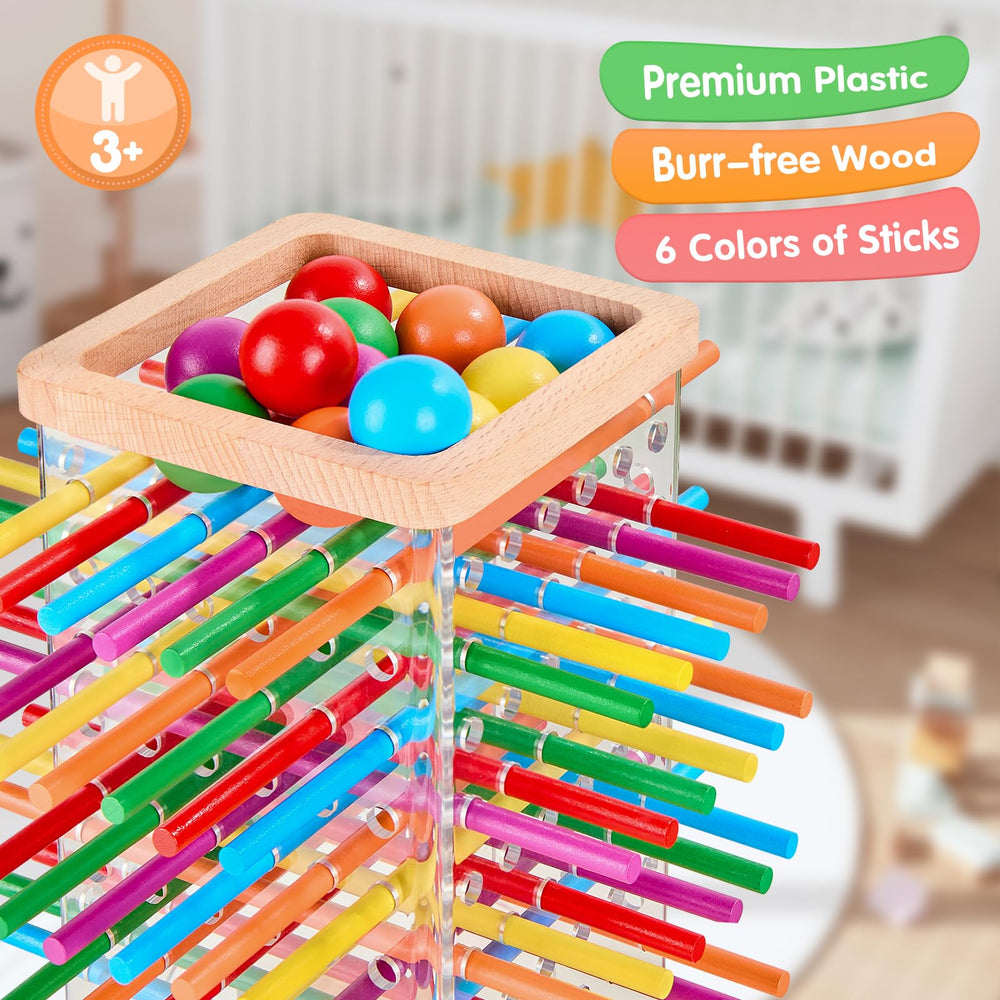 WhimsiPlay colorful sticks and wooden balls set for hands-on learning