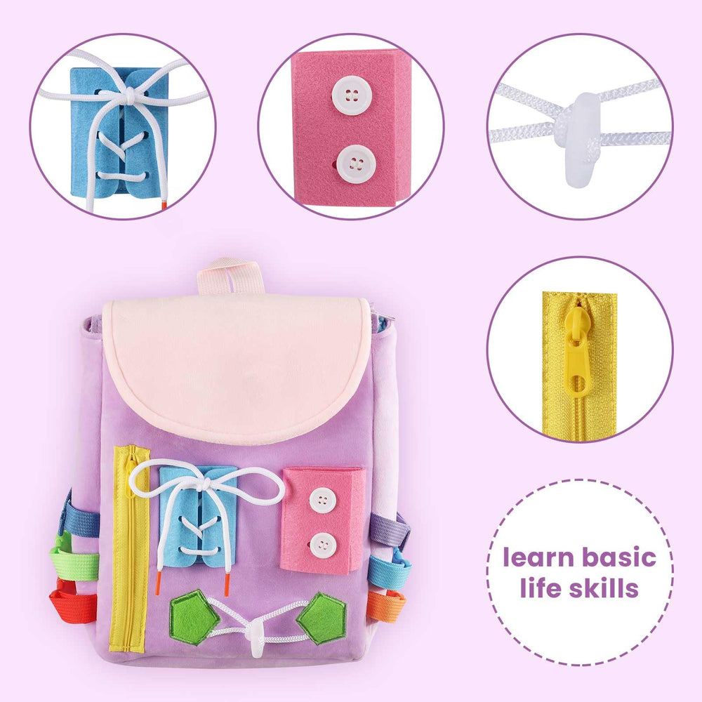 White Dolphin Toys Busy Board Backpack learning toys boost early math and shape recognition.