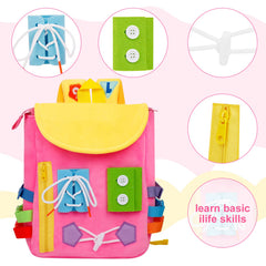 WHITE DOLPHIN TOYS Busy Board plush materials offer comforting tactile play for toddlers