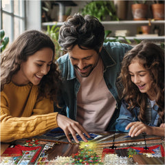 White Mountain 1000-piece precision-cut puzzle pieces fit neatly.