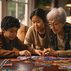 White Mountain 1000-piece family assembly puzzle offers shared moments.
