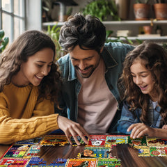 White Mountain 1000-piece puzzle made in USA stamp, quality you can trust.