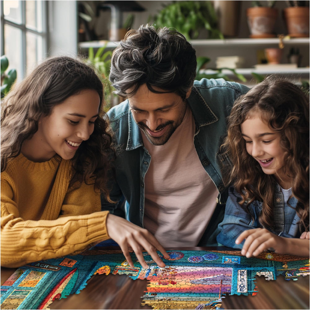 White Mountain Beach Hut Store puzzle – Olga's playful scene adds charm to family evenings