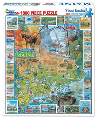 White Mountain Best of Maine 1000-piece layout suits family puzzle nights.