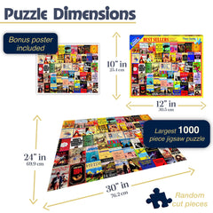 White Mountain Best Sellers collage artwork featuring classic novels for nostalgic puzzling moments.