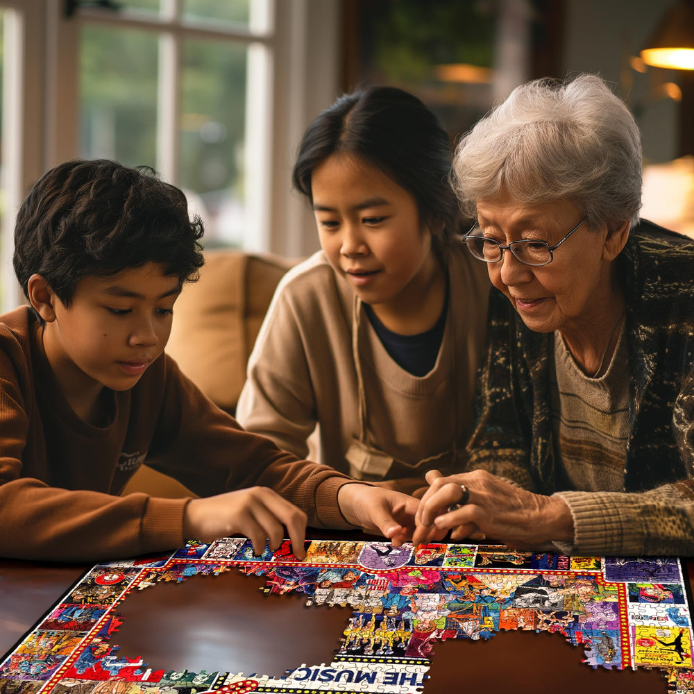White Mountain Broadway puzzle family time scene for collaborative fun