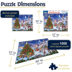 White Mountain puzzle: children building snowmen, a joyful winter activity