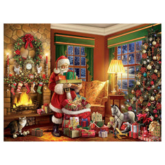 White Mountain Delivering Gifts puzzle box image; ideal holiday gift for puzzle lovers