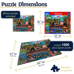 White Mountain Dock Dogs puzzle with pups on a sunlit dock, ideal pastime.
