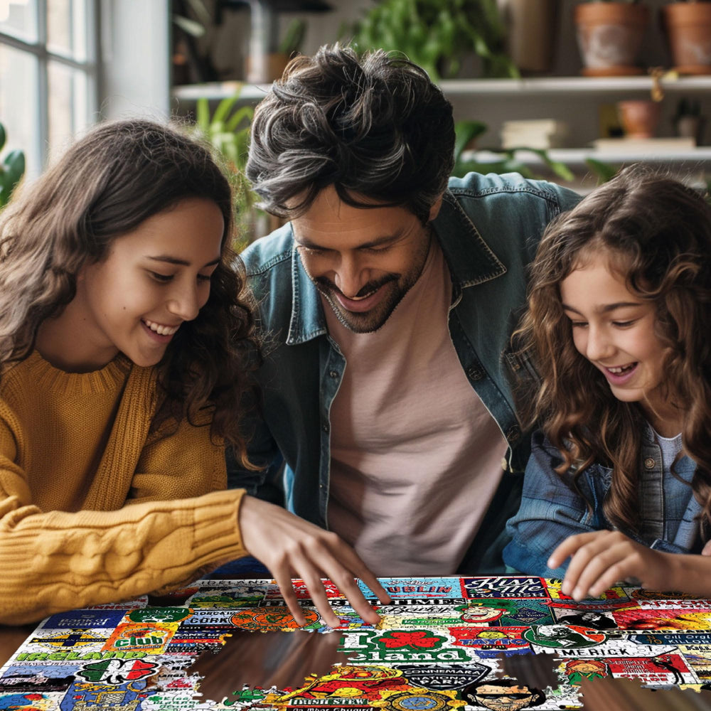 White Mountain green fields castle puzzle image supports mindful, collaborative play.