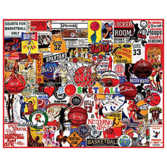 White Mountain I Love Basketball puzzle box front with vibrant NBA artwork.