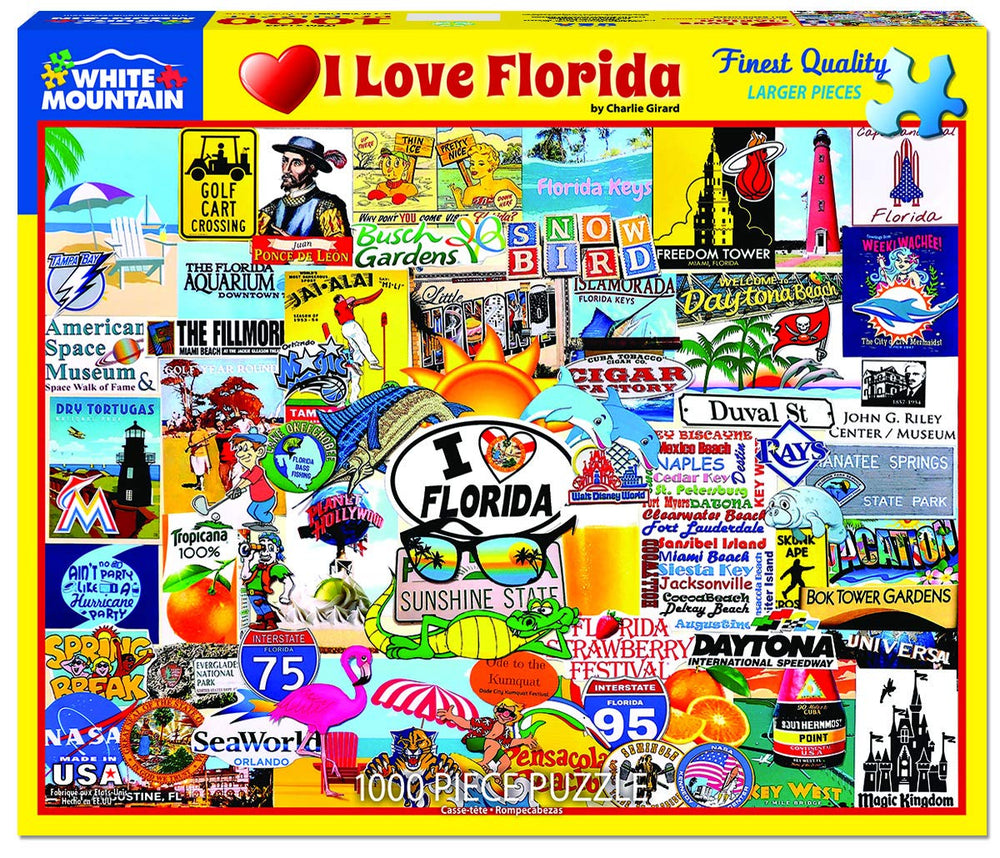 White Mountain I Love Florida 1000-piece puzzle with engaging, detailed scenery